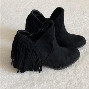 Not rated suede fringe black booties size 7.5